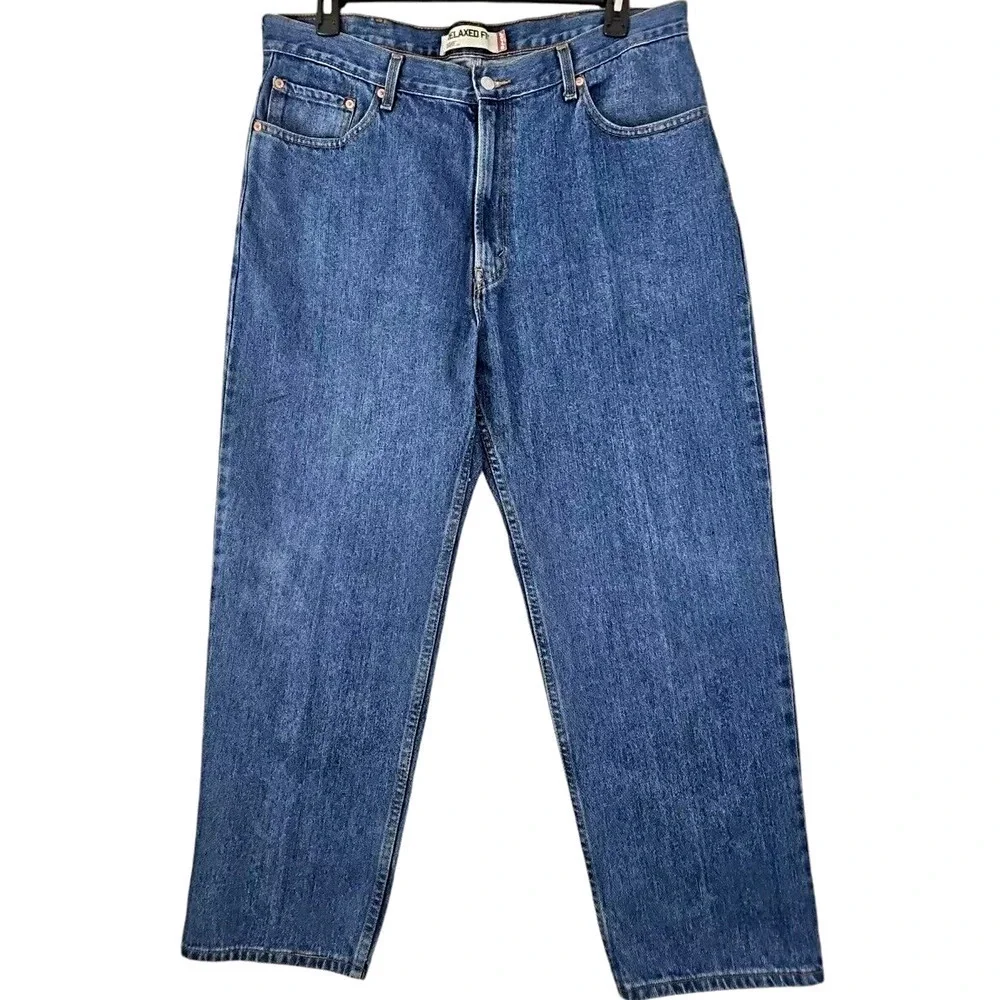 Levi's 550 ~Men's Size 40×29~ Blue Denim Relaxed Fit Straight Jeans 100% Cotton.
